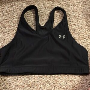 Under Armour Black Sports Bra with Silver Logo